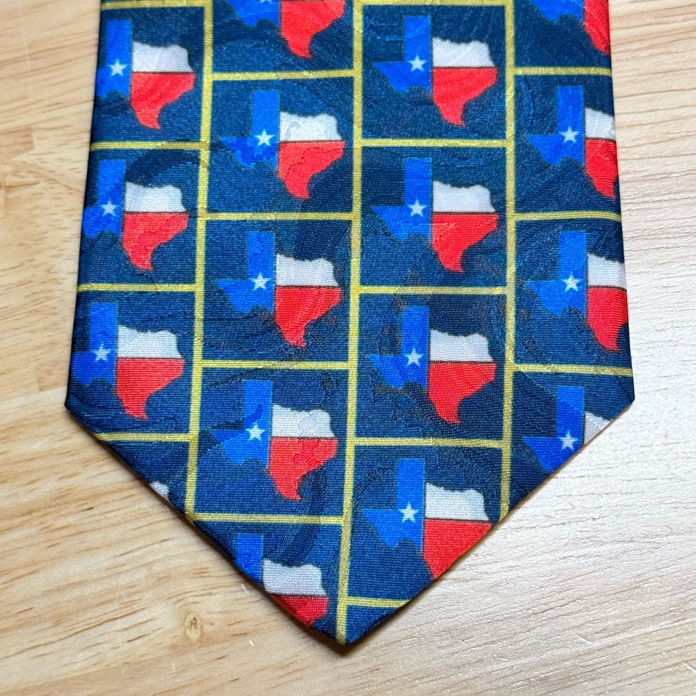 Dem Crazy Y’all’s Texas Navy Squares Tie 1999, Red, White & Blue